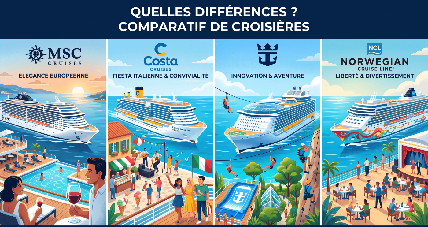 Croisière MSC, Costa, Royal Caribbean, Norwegian… quelles différences ?